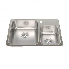 Kindred Canada QCMA1826/7/1 - Steel Queen 26.5-in LR x 18.13-in FB Drop In Double Bowl 1-Hole Stainless Steel Kitchen Sink