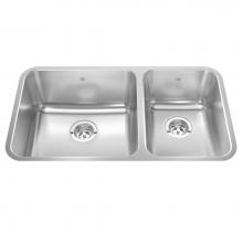Kindred Canada QCU1933R-9 - Steel Queen 32.88-in LR x 18.75-in FB Undermount Double Bowl Stainless Steel Kitchen Sink