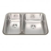 Kindred Canada QCUA1827L/8 - Steel Queen 26.88-in LR x 17.75-in FB Undermount Double Bowl Stainless Steel Kitchen Sink