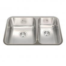 Kindred Canada QCUA1827R/8 - Steel Queen 26.88-in LR x 17.75-in FB Undermount Double Bowl Stainless Steel Kitchen Sink