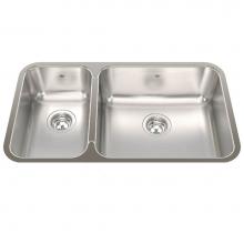Kindred Canada QCUA1831L/8 - Steel Queen 30.88-in LR x 17.75-in FB Undermount Double Bowl Stainless Steel Kitchen Sink