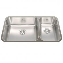 Kindred Canada QCUA1831R/8 - Steel Queen 30.88-in LR x 17.75-in FB Undermount Double Bowl Stainless Steel Kitchen Sink