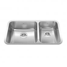 Kindred Canada QCUA1933R/8 - Steel Queen 32.88-in LR x 18.75-in FB Undermount Double Bowl Stainless Steel Kitchen Sink