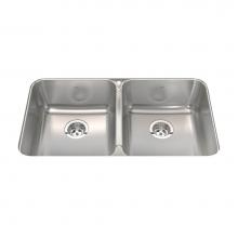 Kindred Canada QDUA1933/8 - Steel Queen 32.88-in LR x 18.75-in FB Undermount Double Bowl Stainless Steel Kitchen Sink