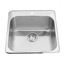 Kindred Canada QSL2020/8/1 - Steel Queen 20-in LR x 20.5-in FB Drop In Single Bowl 1-Hole Stainless Steel Kitchen Sink