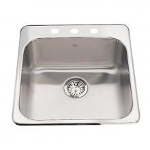 Kindred Canada QSL2020/8/3 - Steel Queen 20-in LR x 20.5-in FB Drop In Single Bowl 3-Hole Stainless Steel Kitchen Sink