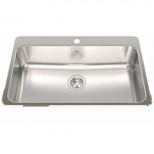 Kindred Canada QSLA2031/8/1 - Steel Queen 31.25-in LR x 20.5-in FB Drop In Single Bowl 1-Hole Stainless Steel Kitchen Sink