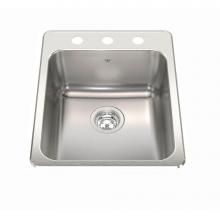 Kindred Canada QSLA2217/8-3 - Steel Queen 17.25-in LR x 22-in FB Drop In Single Bowl 3-Hole Stainless Steel Kitchen Sink