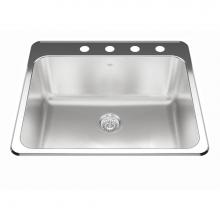 Kindred Canada QSLA2225-10-4 - Utility Collection 25.25-in LR x 22-in FB Drop In Single Bowl 4-Hole Stainless Steel Laundry Sink