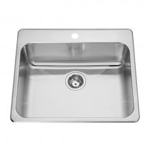 Kindred Canada QSLA2225/8-1 - Steel Queen 25.25-in LR x 22-in FB Drop In Single Bowl 1-Hole Stainless Steel Kitchen Sink