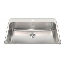Kindred Canada QSLA2233/8/1 - Steel Queen 33.38-in LR x 22-in FB Drop In Single Bowl 1-Hole Stainless Steel Kitchen Sink