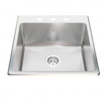 Kindred Canada QSLF2020/10/3 - Kindred Utility Collection 20.13-in LR x 20.56-in FB Dualmount Single Bowl 3-Hole Stainless Steel