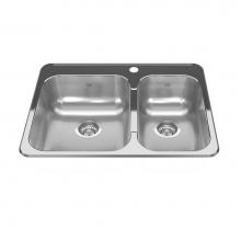 Kindred Canada RCL2027R/1 - Reginox 27.25-in LR x 20.56-in FB Drop In Double Bowl Stainless Steel Kitchen Sink