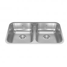 Kindred Canada RDU1831/7 - Reginox 30.88-in LR x 17.75-in FB Undermount Double Bowl Stainless Steel Kitchen Sink