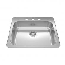 Kindred Canada RSLA2522-55-3 - Reginox 25.62-in LR x 22-in FB Drop In Single Bowl 3-Hole Stainless Steel Kitchen Sink