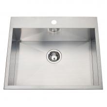 Kindred Canada QSLF2225/8-1 - 20 gauge hand fabricated dual mount single bowl ledgeback sink, 1 faucet hole