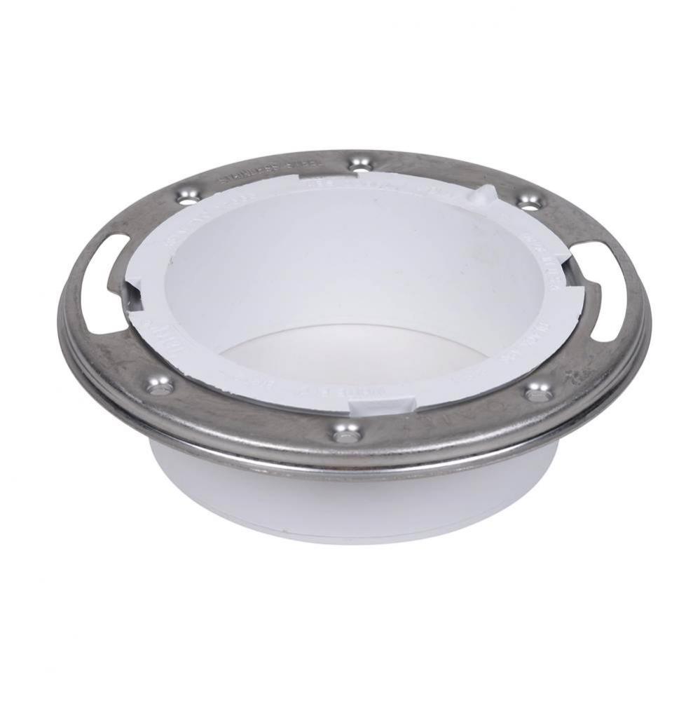 Level-Fit, 4'' Hub Flange, Open, Pvc, W/Ss Ring