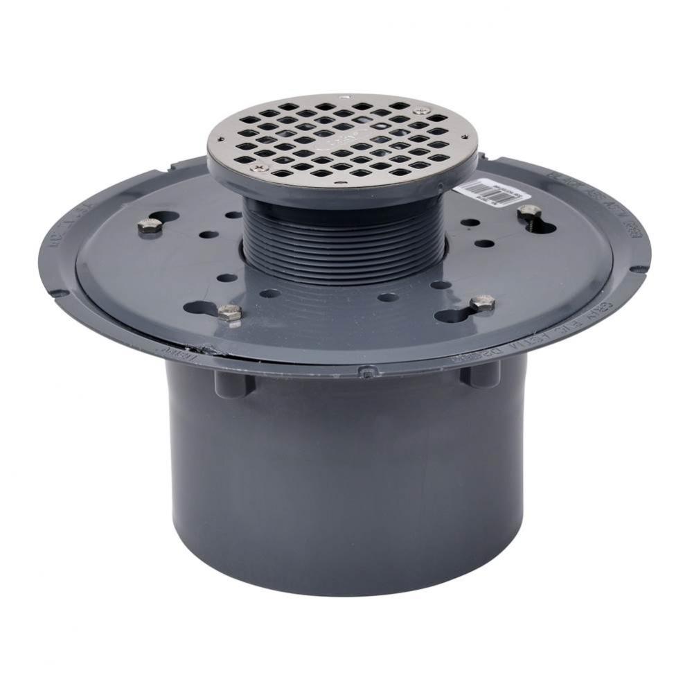 6 In. Pvc Commercial Adjustable Drain W/5 In. Ss Strainer