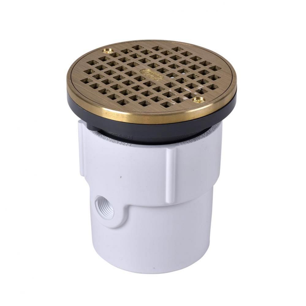 3 Or 4 In. Adjustabel Pvc Drain W/5 In. Brass Grate  Ring