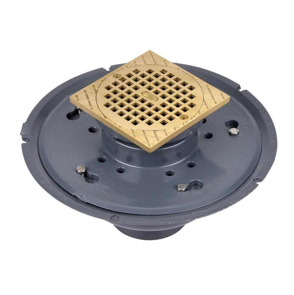3 Pvc Commercial Adjustable Drain W/5 Brass Strainer  S