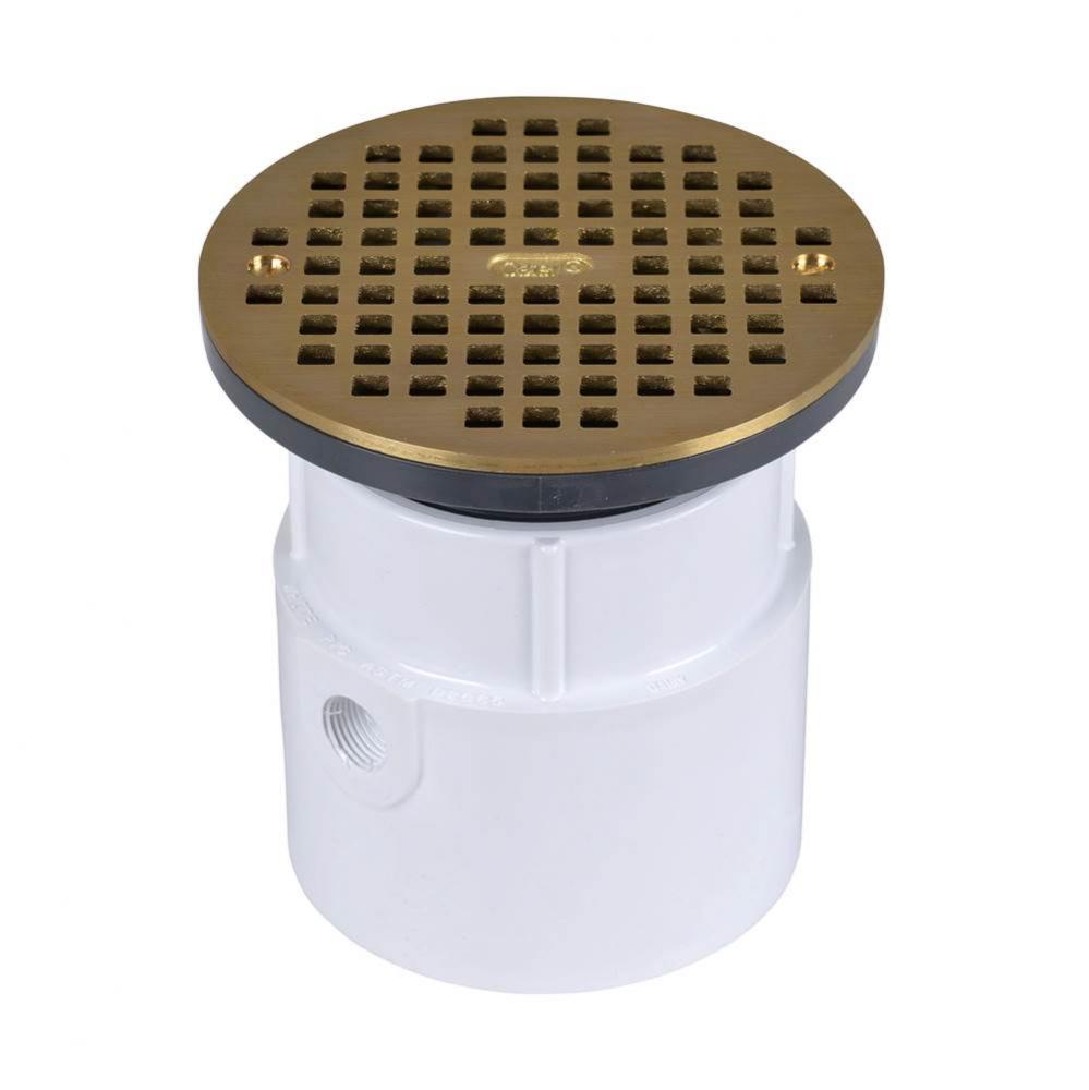 4 In. Adjustable Pvc Pipe Fit Drain W/Brass Strainer