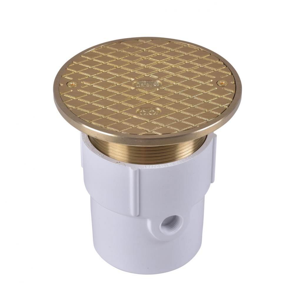 3 Or 4 In. Adjustable Pvc Drain W/6 In. Round Brass Cover