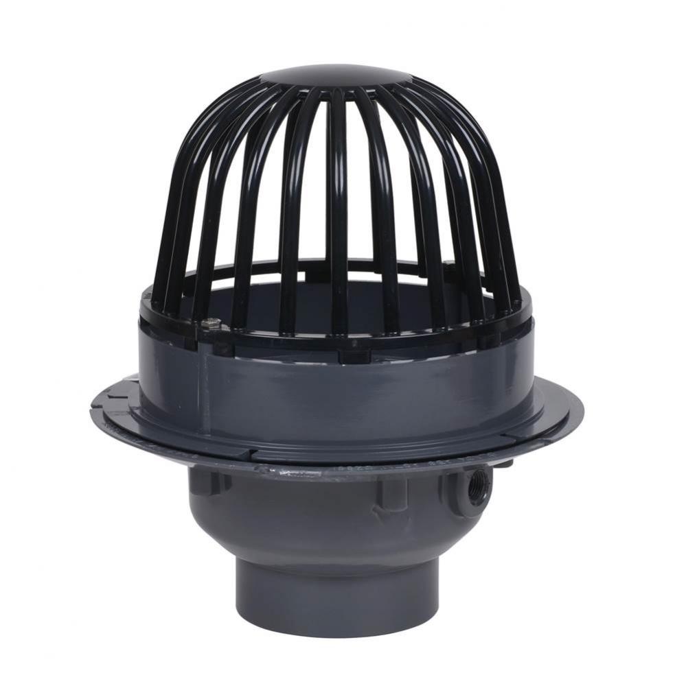 4 In. Pvc Roof Drain W/Abs Dome  Dam Collar