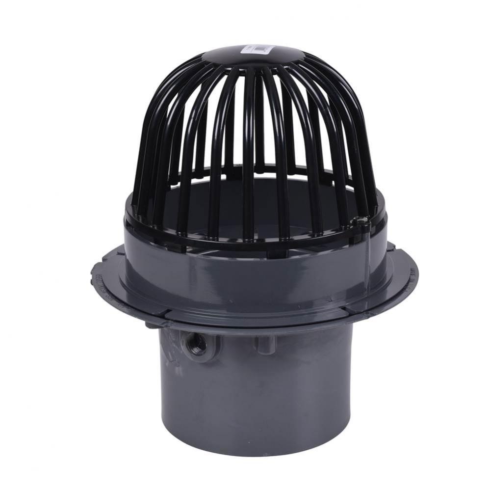 6 In. Pvc Roof Drain W/Abs Dome  Dam Collar