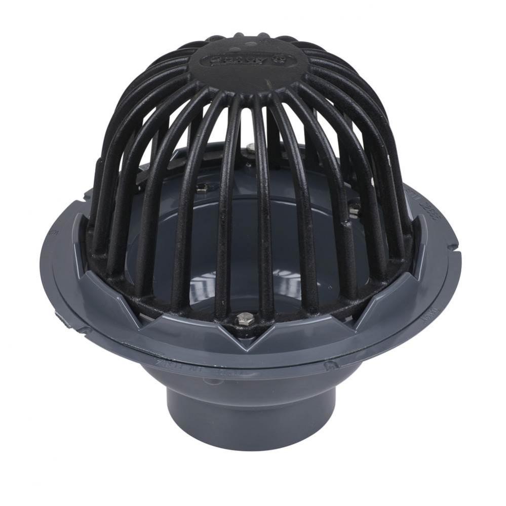 4 In. Abs Roof Drain W/Abs Dome & Dam Collar