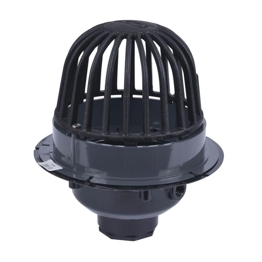 2 In. Abs Roof Drain W/Cast Iron Dome & Dam Collar
