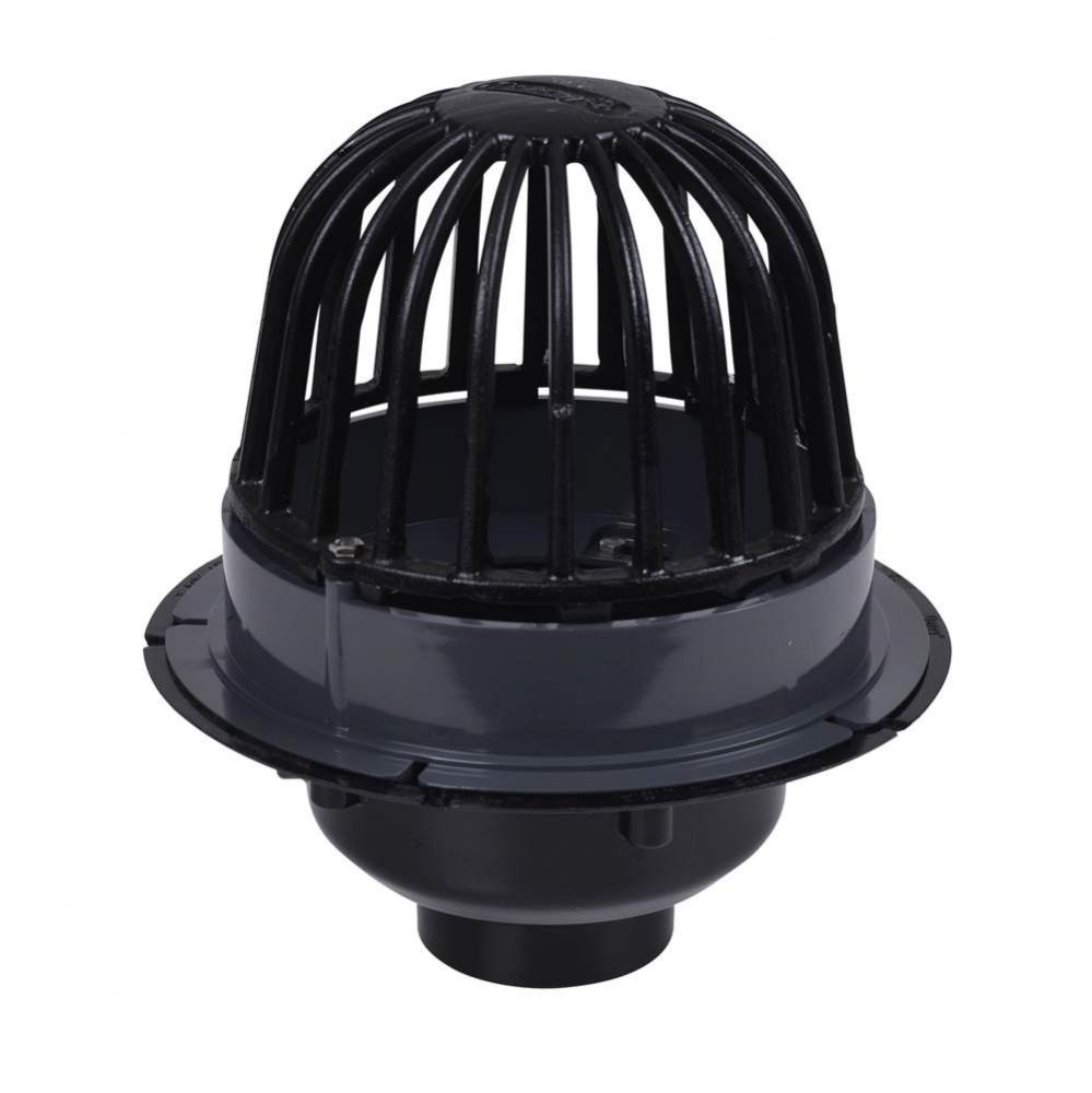 3 In. Abs Roof Drain W/Cast Iron Dome  Dam Collar