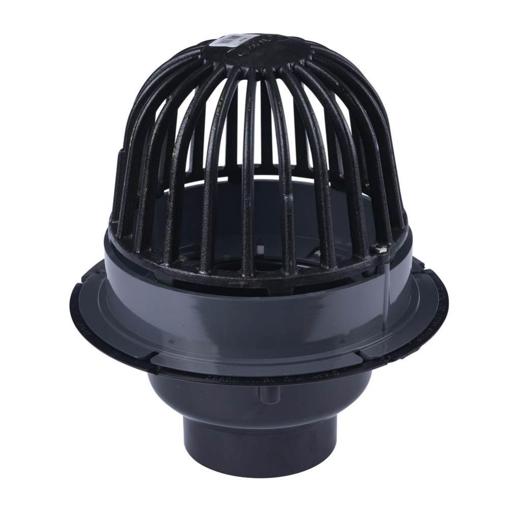 4 In. Abs Roof Drain W/Cast Iron Dome  Dam Collar