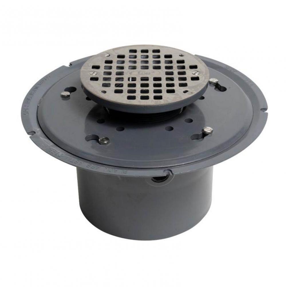 6 In. Pvc Commercial Adjustable Drain W/6 In. Ss Strainer