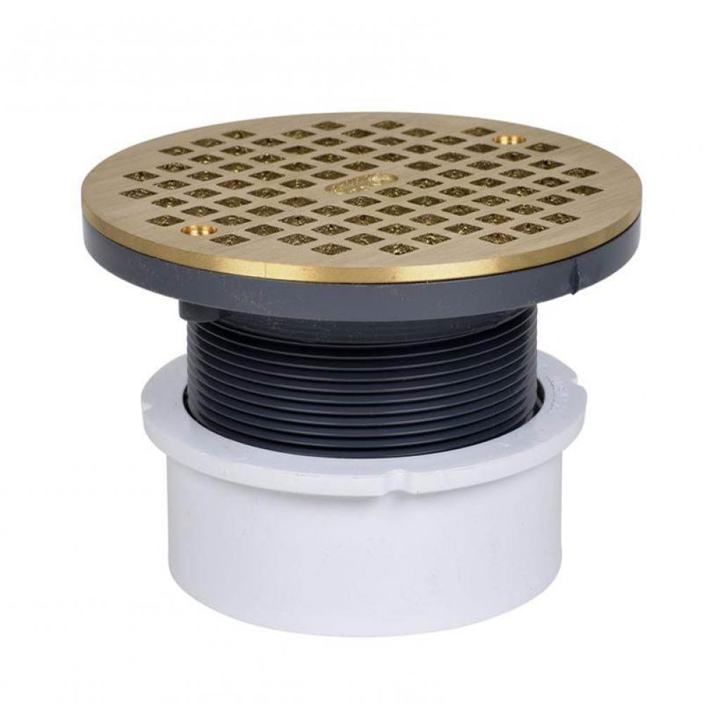 4 In. Pvc Hub Fit Drain W/6 In. Nickel Strainer And Ring