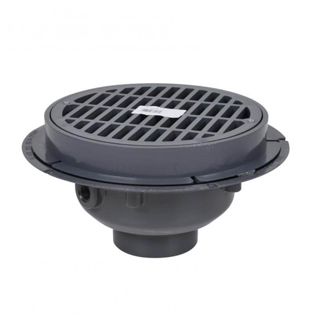 6 In. Pvc Commercial Drain W/Cast Iron Grate & Bucket