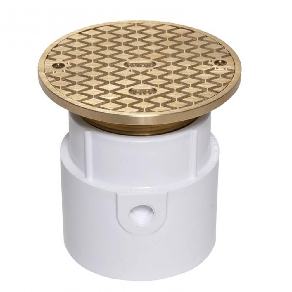 4 In. Adjustable Pvc Pipefit W/6 In. Round Brass Cover
