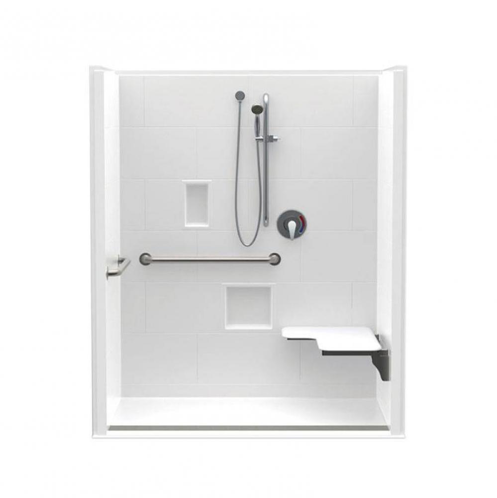 16036BFSCTTR 60 x 36 AcrylX Alcove Center Drain One-Piece Shower in White