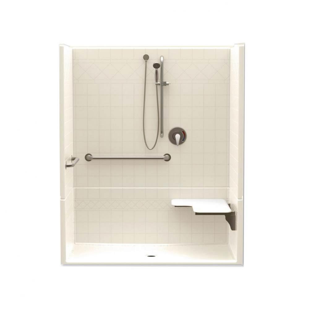 F1604P 60 x 34 AcrylX Alcove Center Drain Four-Piece Shower in Almond