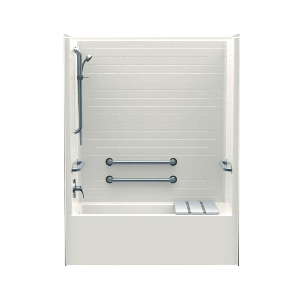 F6030STT 60 x 30 AcrylX Alcove Right Hand Drain One-Piece Tub Shower in Biscuit