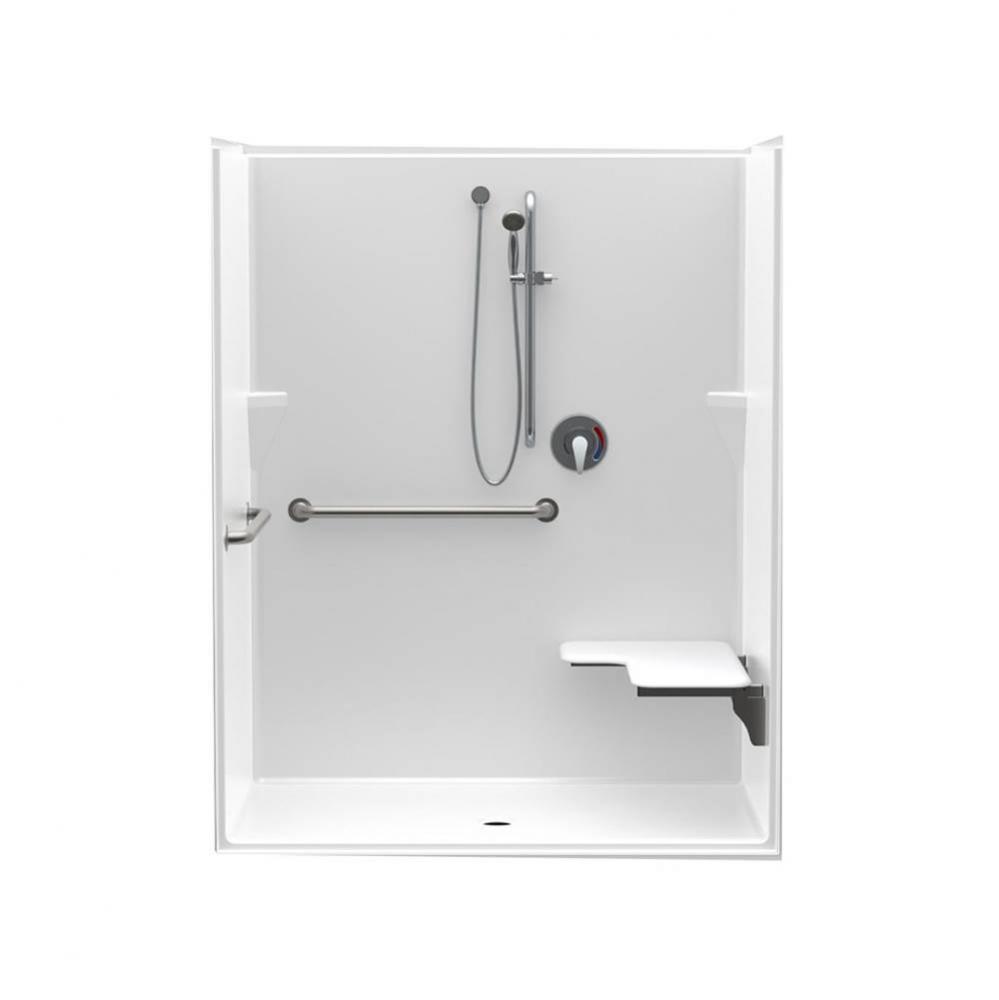 16037BFSD 60 x 37 AcrylX Alcove Center Drain One-Piece Shower in White