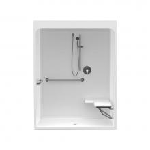 Aquatic AC003580-X2LBSR-WH - 6036CFS 60 x 36 Acrylic Alcove Center Drain One-Piece Shower in White