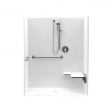 Aquatic AC003543-X2LBSL-WH - 1603BFSB 60 x 34 AcrylX Alcove Center Drain One-Piece Shower in White