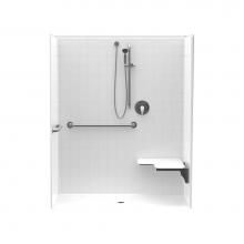 Aquatic AC003546-X2LBSR-WH - 1603BFST 60 x 34 AcrylX Alcove Center Drain One-Piece Shower in White