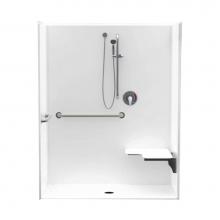 Aquatic AC003688-X2LBSL-WH - 16030BFSC 60 x 30 AcrylX Alcove Center Drain One-Piece Shower in White