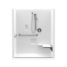 Aquatic AC003541-X2LBSL-WH - 16036BFSCTTR 60 x 36 AcrylX Alcove Center Drain One-Piece Shower in White