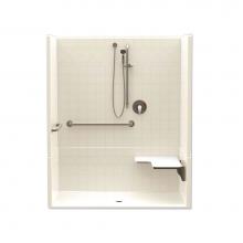 Aquatic AC003585-X2LBSR-AL - F1604P 60 x 34 AcrylX Alcove Center Drain Four-Piece Shower in Almond
