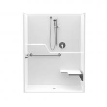 Aquatic AC003681-X2LBSL-WH - 16036BFLP 57 x 31 AcrylX Alcove Center Drain One-Piece Shower in White