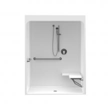 Aquatic AC003579-X2LBSR-WH - 6036BFSC 60 x 36 Acrylic Alcove Center Drain One-Piece Shower in White
