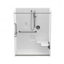 Aquatic AC003691-X2LBSVBHHL-WH - 16034TRCOL 60 x 34 AcrylX Alcove Center Drain One-Piece Shower in White