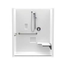 Aquatic AC003537-X2LBSL-WH - 16034BFSCTTR 60 x 34 AcrylX Alcove Center Drain One-Piece Shower in White